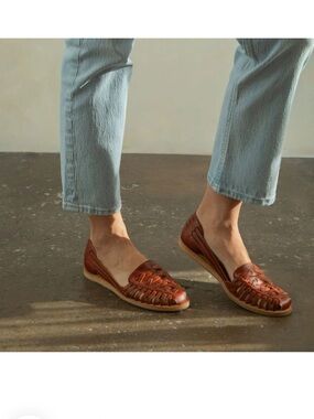 Nisolo Brown Leather Huarache Flats